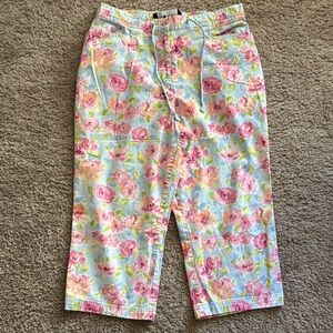 Sag Harbor Pink and Yellow Floral Capris